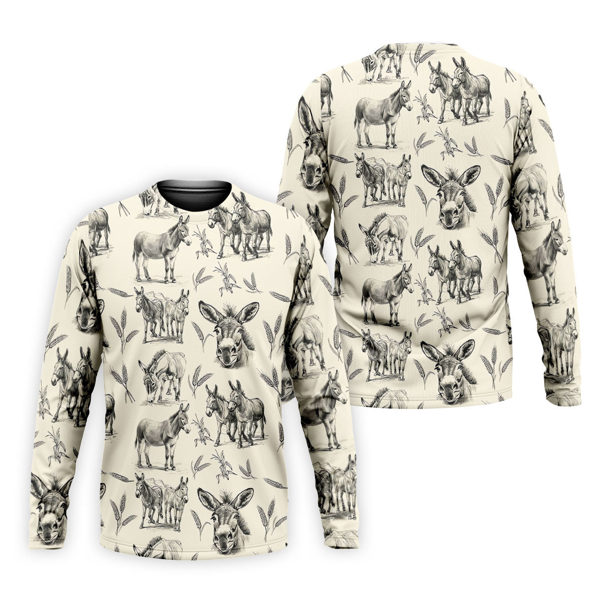 Vintage Donkey Sketch Pattern Hawaiian Golf Polo Shirt, Hawaiian Golf Shirt, Golf Shirts For Men