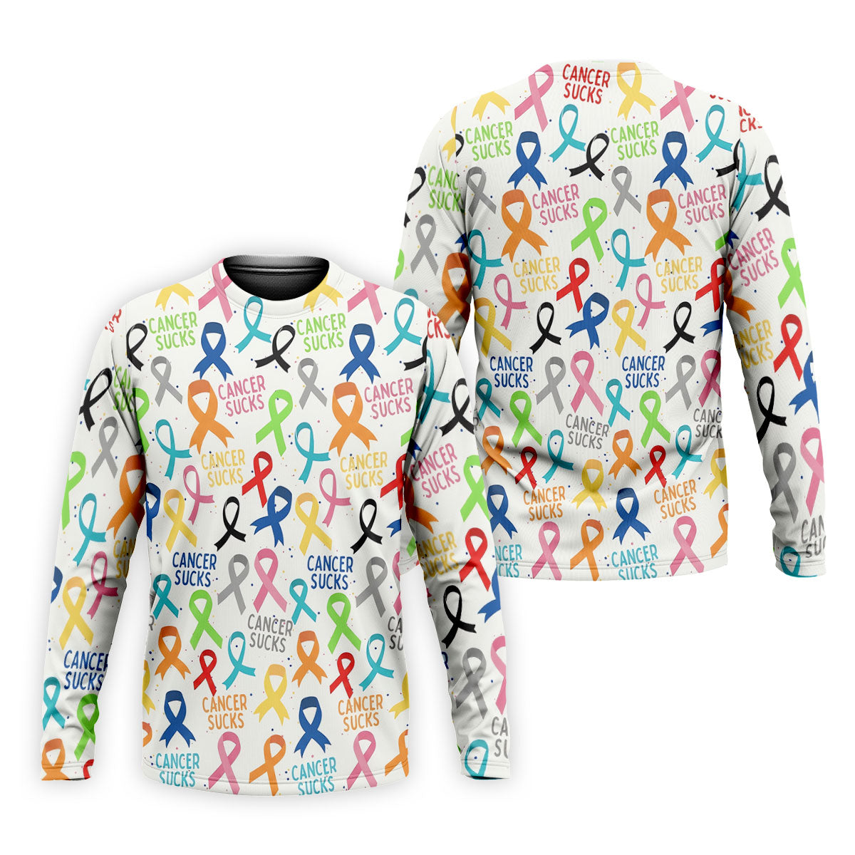 Cancer Sucks Multicolor Awareness Ribbon Polo Shirt, Mens Golf Polo, Printed Golf Shirts