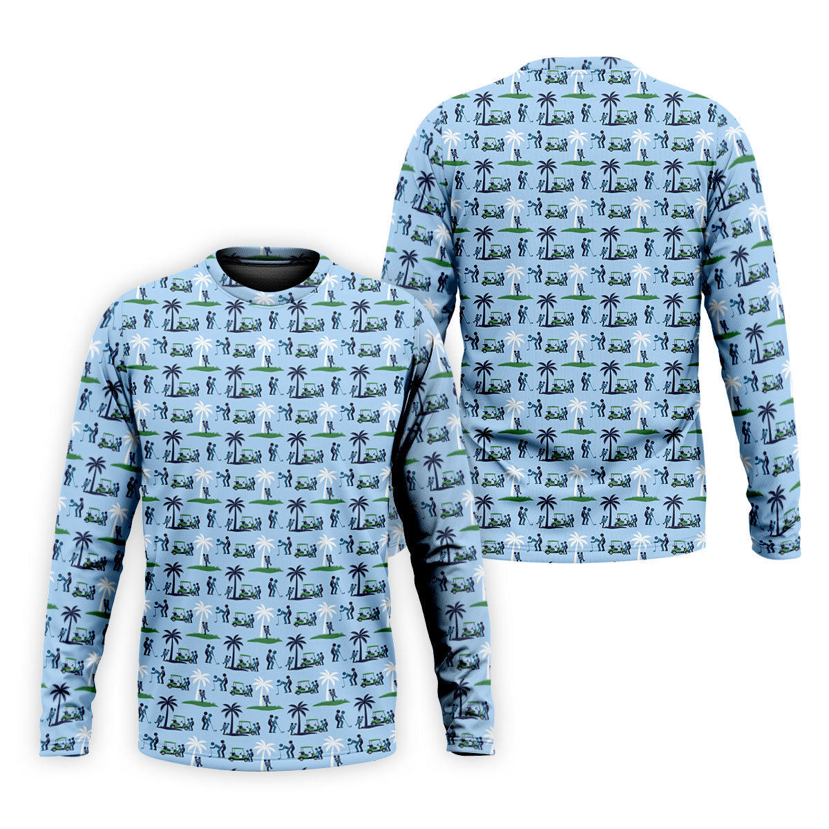 Funny Golf Cart Couple Pattern Men's Golf Shirt, Hawaiian Golf Shirt, Golf Apparel For Men
