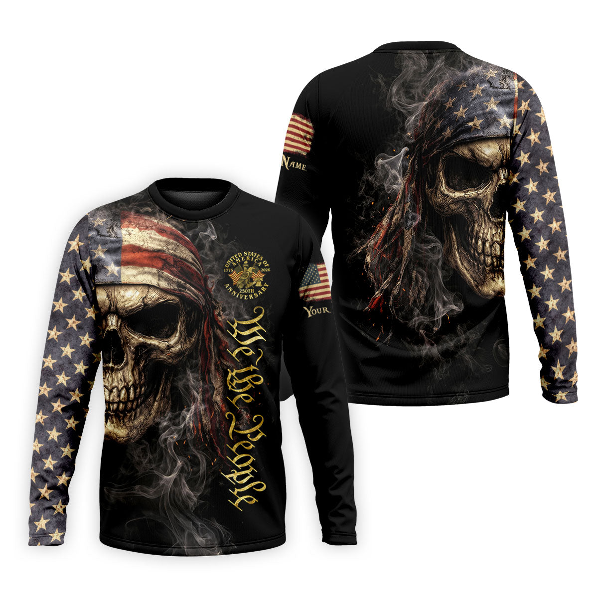 USA 250th Anniversary We The People Patriotic Skull Golf Shirt, 4th Of July Golf Shirts For Men