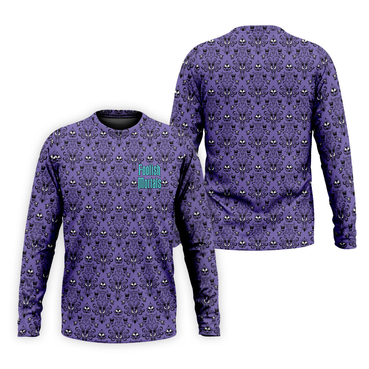 Foolish Mortals Haunted Pattern Golf Polo Shirt, Halloween Shirt For Men, Mens Golf Polo