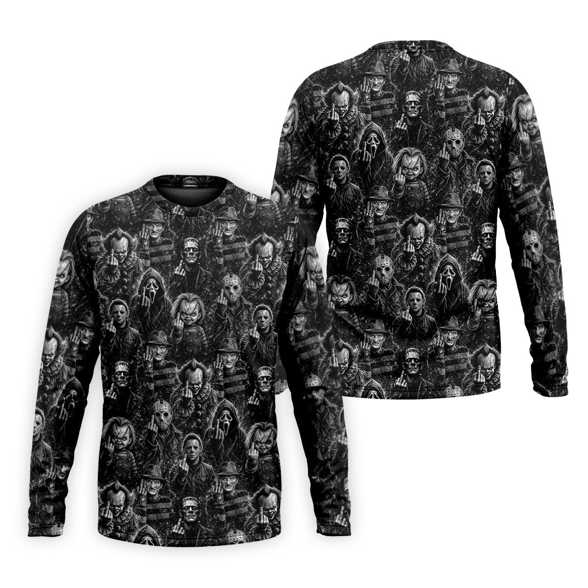 Horror Character Villains Pattern Golf Polo Shirt, Men's Golf Shirt, Hawaiian Golf Shirt