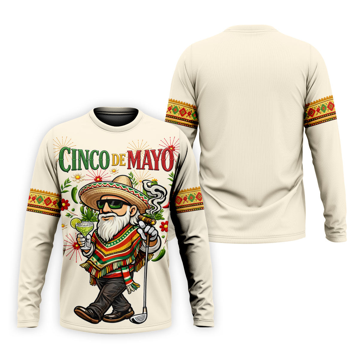 Margarita Man Cinco De Mayo Celebration Beige Golf Shirt, Fiesta Theme Golf Shirts For Men