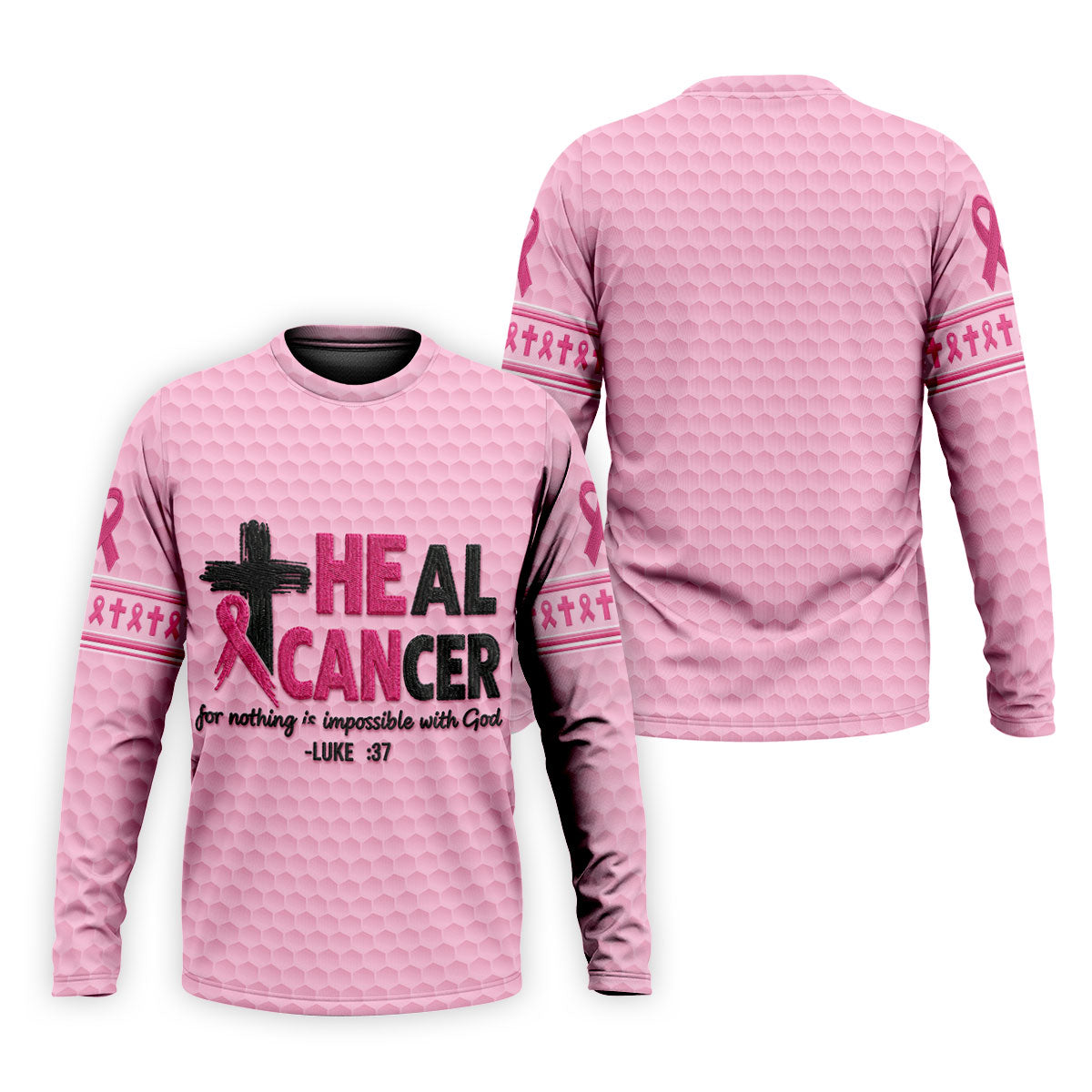 Heal Cancer Faith Pink Breast Cancer Awareness Shirt, Mens Golf Polo, Golf Shirts For Men