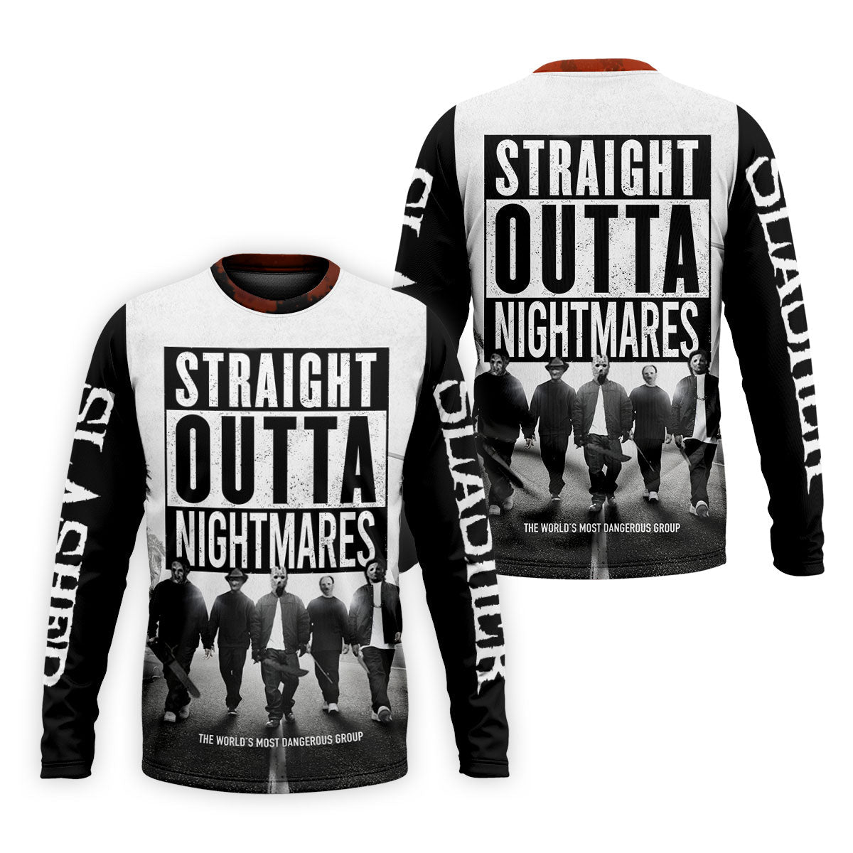 Straight Outta Nightmares Horror Character Golf Polo Shirt, Mens Golf Shirts, Hawaiian Golf Shirt