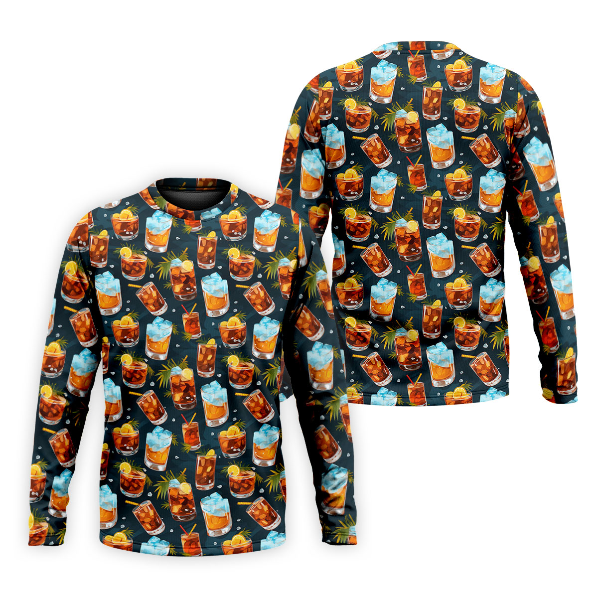 Summer Cocktail Pattern Hawaiian Golf Shirt, Mens Golf Apparel, Golf Polo Shirts For Men