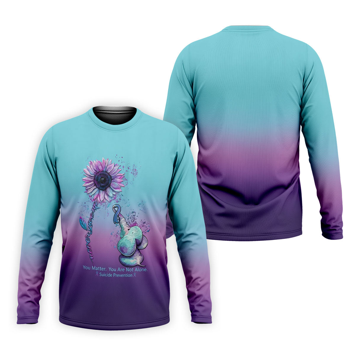 Never Give Up Elephant Sunflower Suicide Prevention Polo Shirts For Men, Men's Golf Shirt