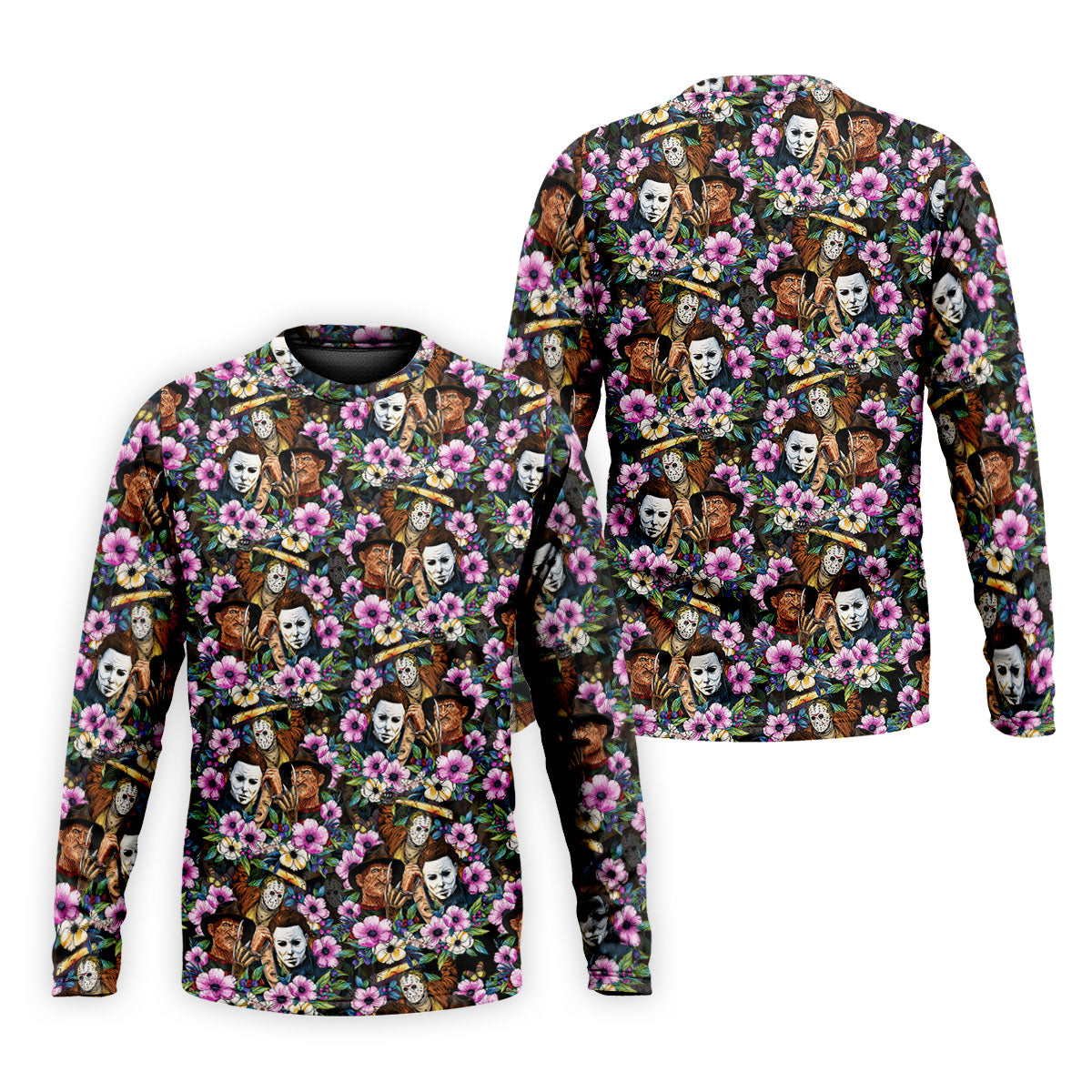 Floral Horror Character Halloween Golf Polo Shirt, Halloween Shirt, Golf Shirts For Men
