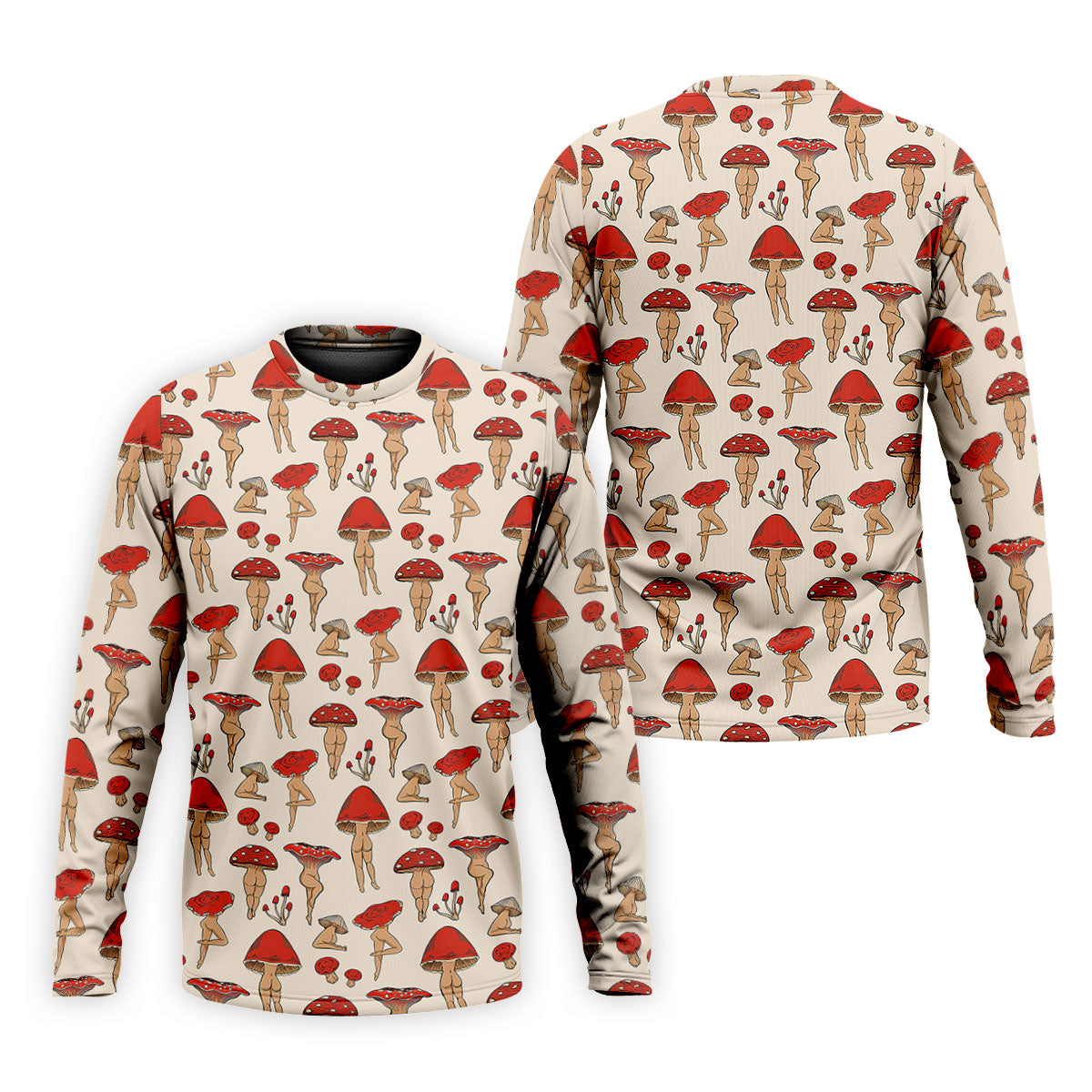 Vintage Mushroom Pin Up Pattern Hawaiian Golf Shirt, Mens Golf Shirts, Golf Apparel For Men