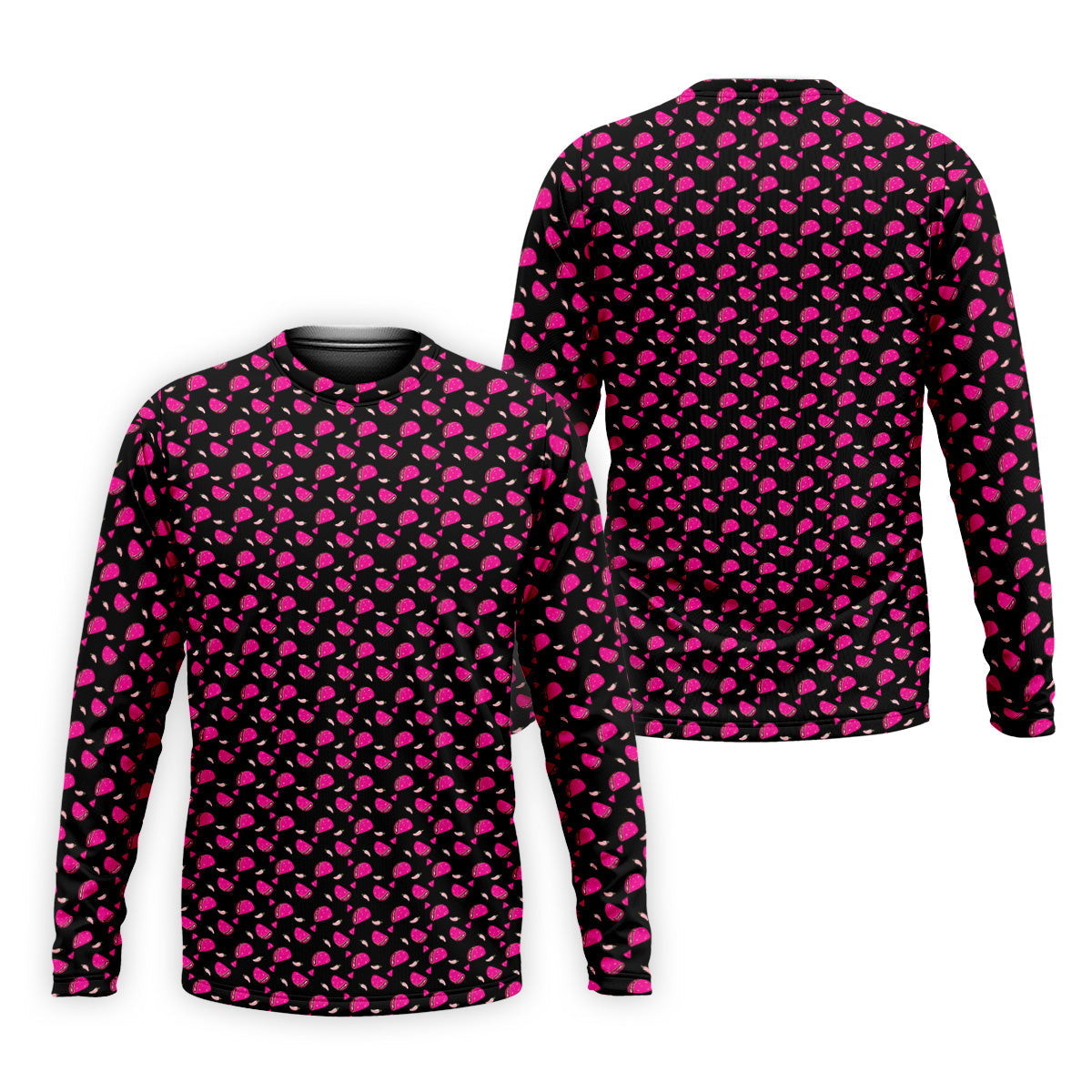 The Pink Taco Seamless Pattern Black Golf Shirt, Golf Tops For Men, Tacos Lover Golf Gift For Men