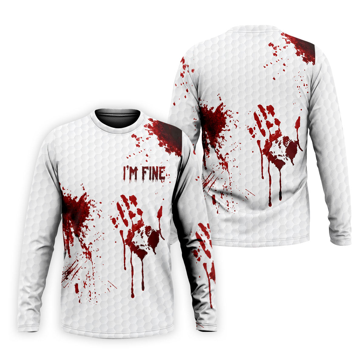 I'm Fine Bloody Halloween Golf Polo Shirt, Golf Polo Shirts For Men, Printed Golf Shirts