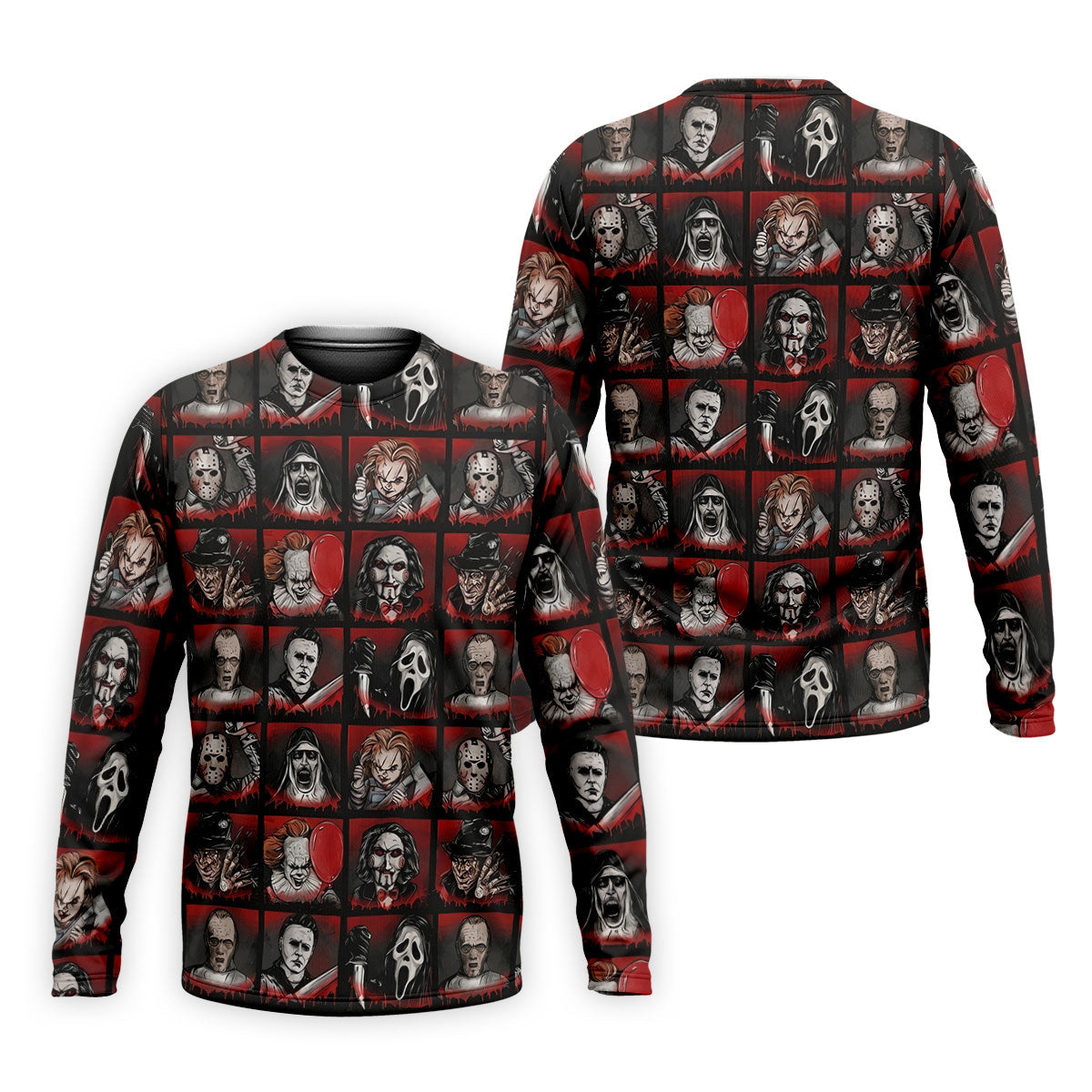 Horror Character Grid Halloween Golf Shirt, Mens Golf Polo, Golf Apparel For Men