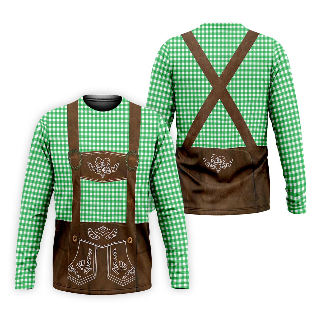 Green Oktoberfest Lederhosen Illusion Sleeveless Golf Polo, Men's Golf Shirt, Golf Polo Shirts For Men