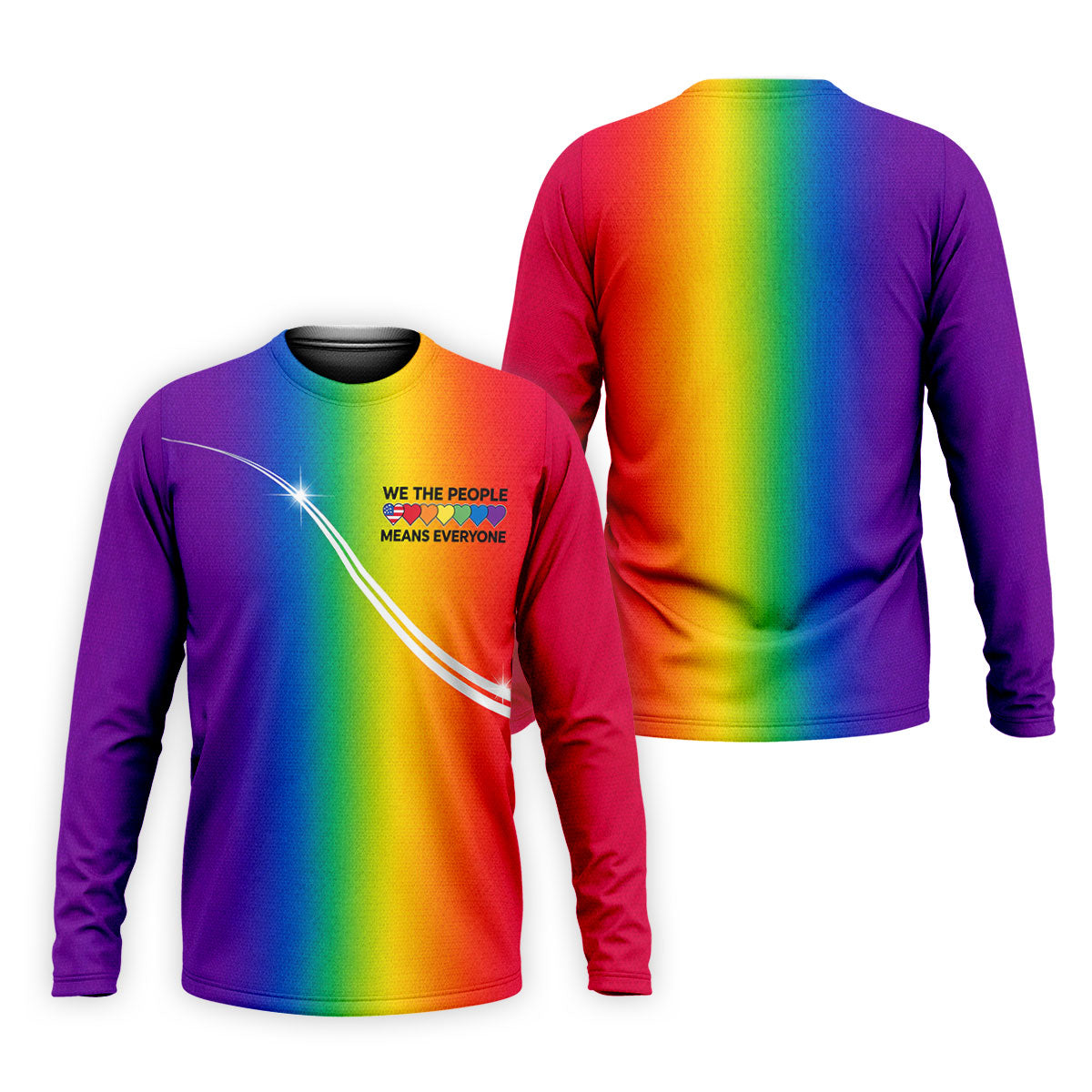 We The People Means Everyone LGBT Rainbow Gradient Golf Tops For Men, Pride Month Golf Shirts For Men