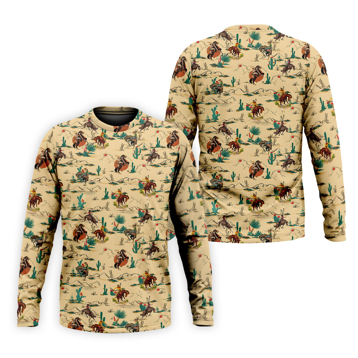 Vintage Cowboy Rodeo Desert Pattern Hawaiian Golf Shirt, Mens Golf Polo, Printed Golf Shirts