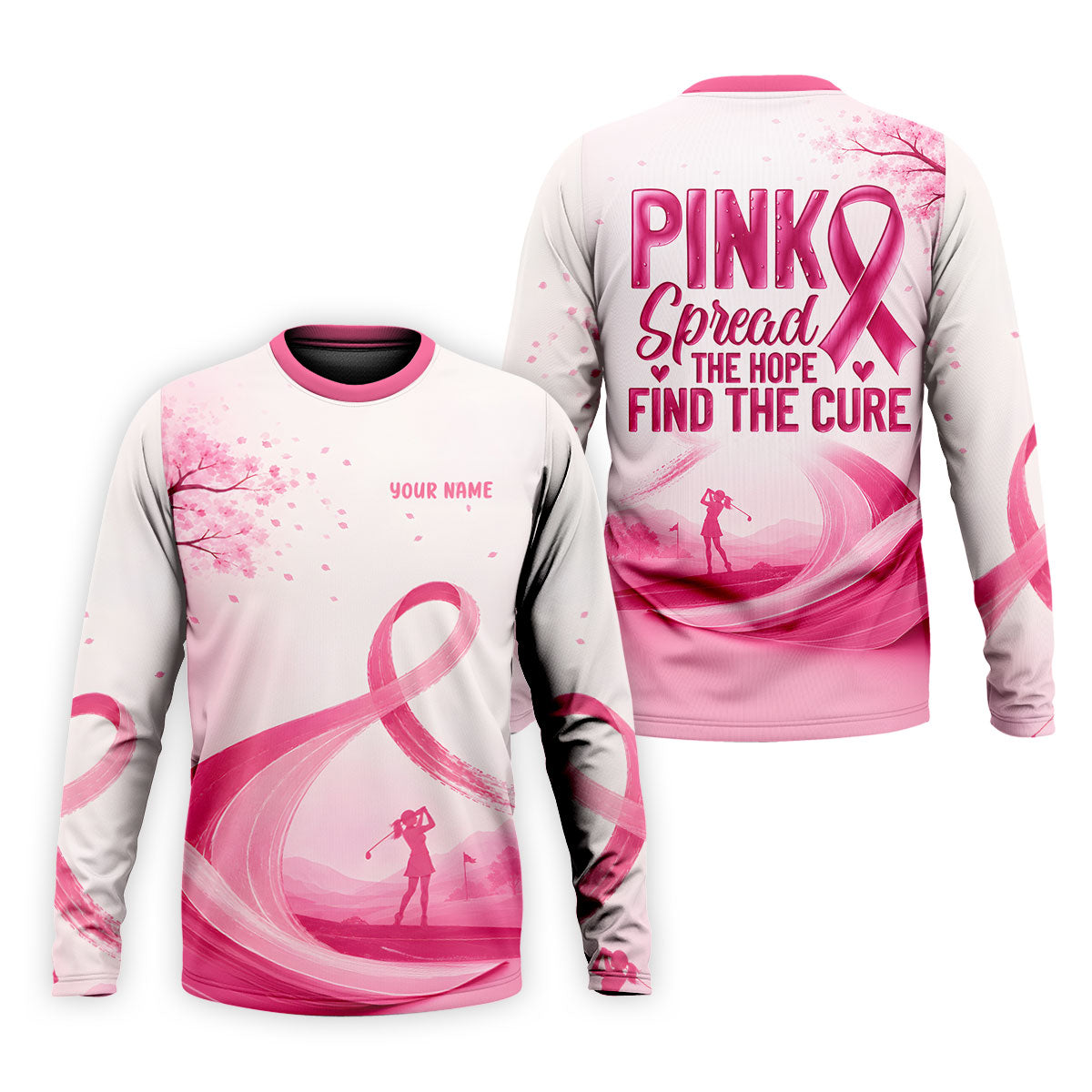 Custom Pink Spread Hope Find Cure Breast Cancer Golf Polo Shirt, Mens Golf Polo, Mens Polo Shirts