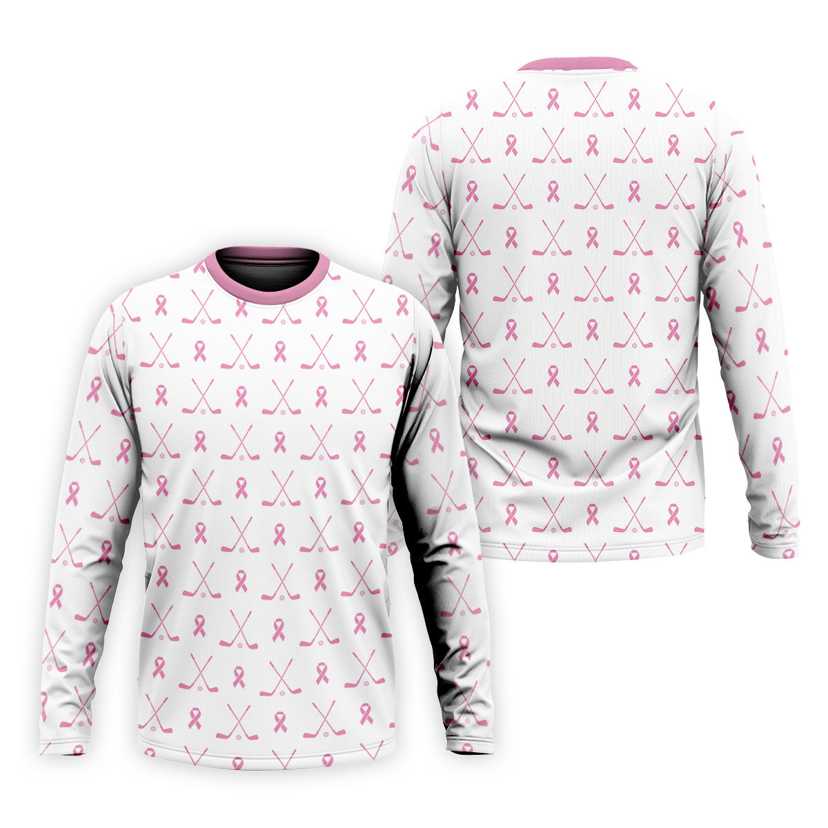 Pink Ribbon Golf Clubs Breast Cancer Polo Shirt, Golf Shirts For Men, Mens Golf Apparel