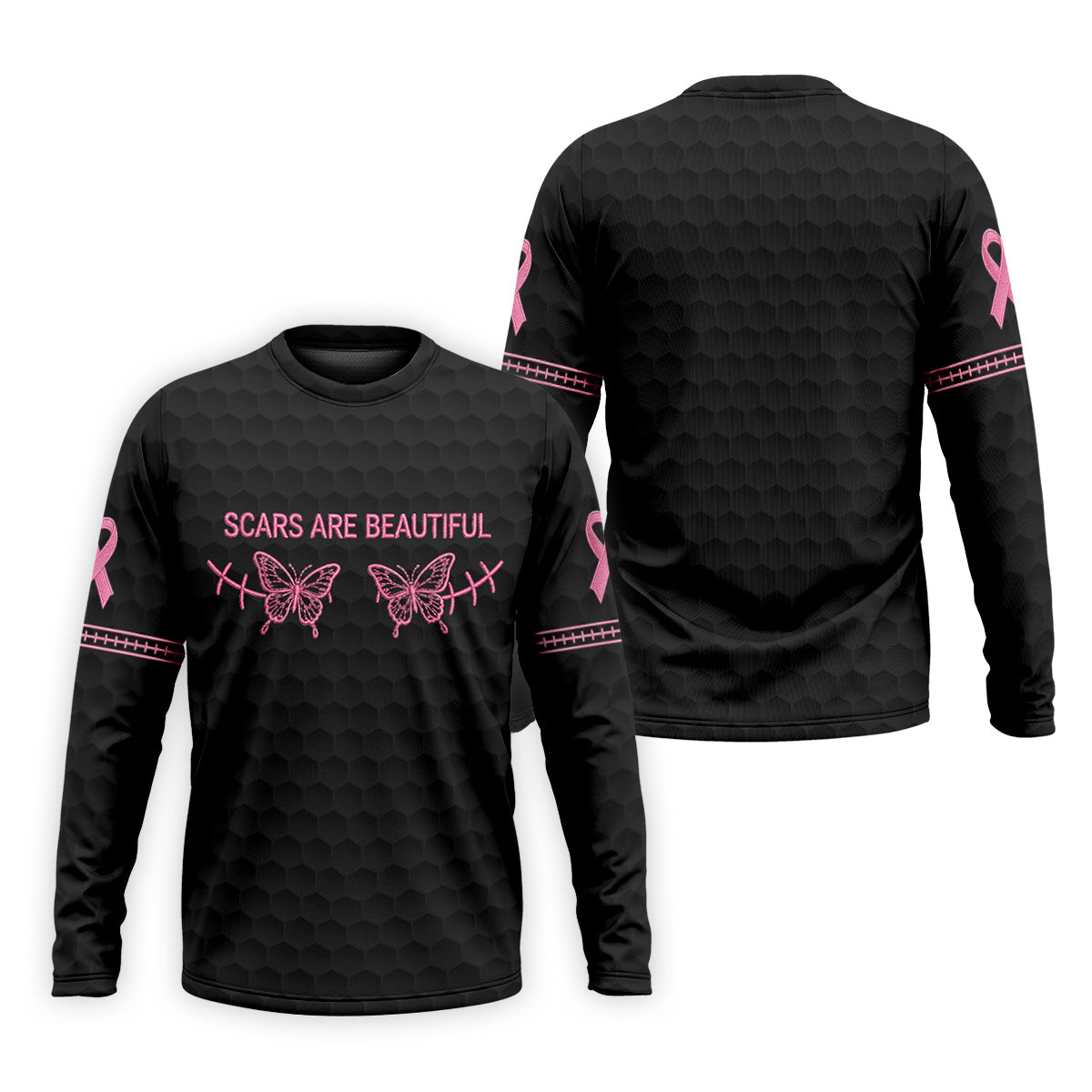 Scars Are Beautiful Ribbon Breast Cancer Polo Shirt, Men's Golf Shirt, Mens Golf Polo