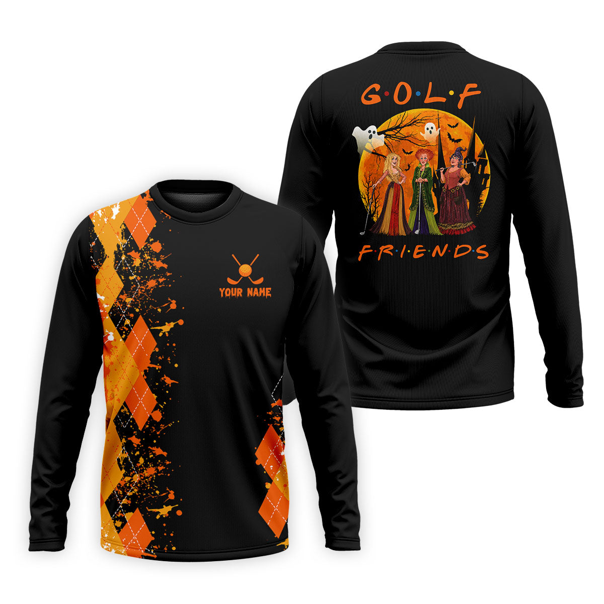 Custom Golf Friends Horror Character Halloween Polo Shirt, Mens Golf Polo, Mens Golf Shirts