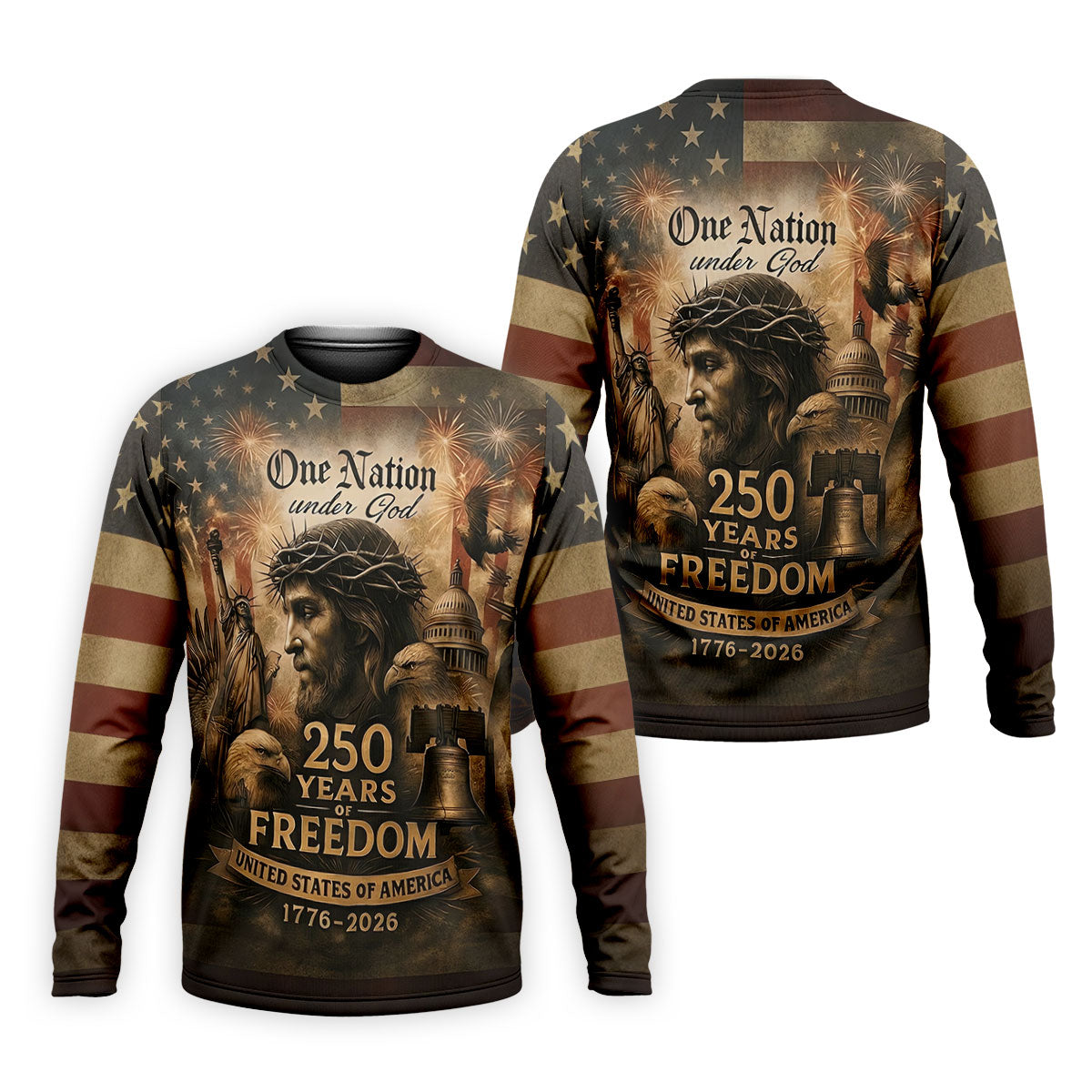 One Nation Under God America 250 Golf Polo Shirt, Hawaiian Golf Shirt, Golf Polo Shirts For Men