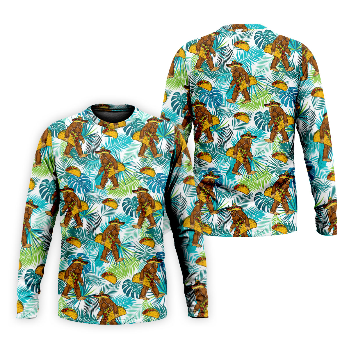 Funny Bigfoot Taco Sombrero Cinco De Mayo Celebration Fiesta Themed Tropical Vibe Golf Shirts For Men