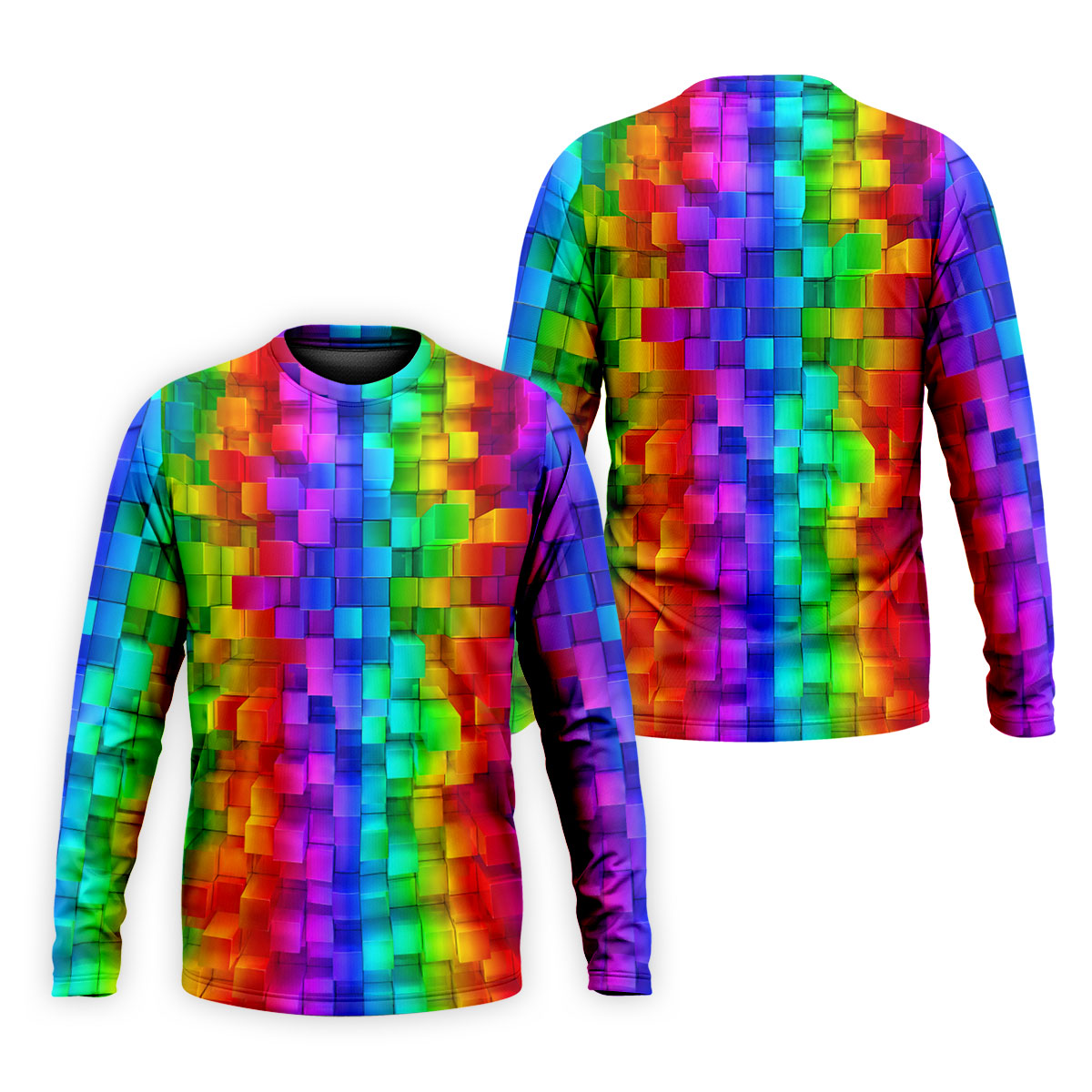 Rainbow Cube 3D Effect LGBT Support Golf Tops For Men, Gay Pride Month Celebrate Golf Shirts For Men