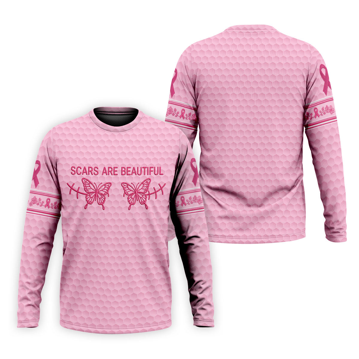 Scars Are Beautiful Butterfly Breast Cancer Golf Polo Shirt, Men's Golf Shirt, Polo Shirts For Men