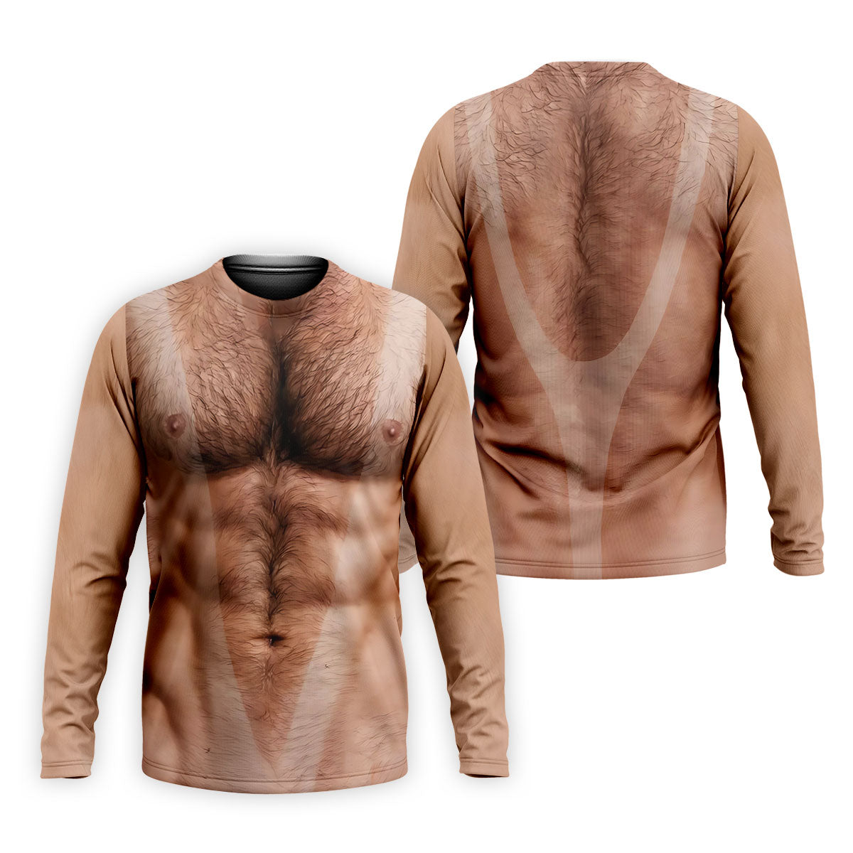Funny Hairy Man Body Illusion Design Hawaiian Golf Shirt, Golf Shirts For Men, Polo Shirts For Men