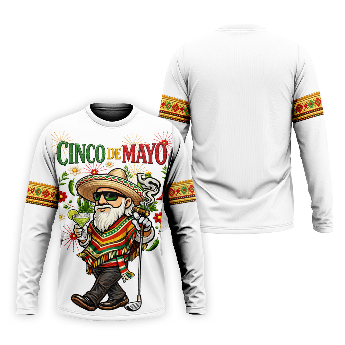 Margarita Man Cinco De Mayo Celebration White Golf Shirt, Fiesta Theme Golf Shirts For Men