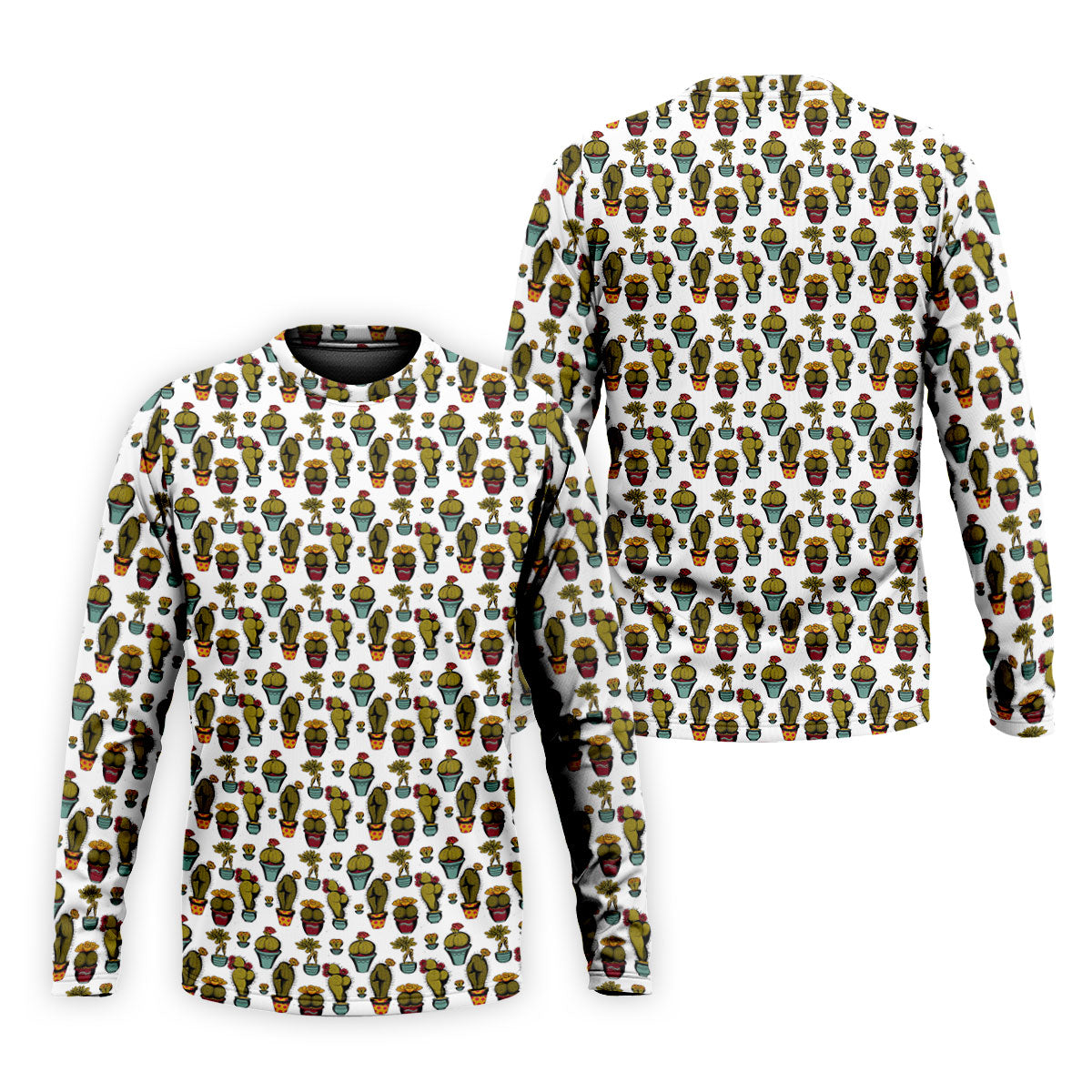 Cute Potted Cactus Pattern Golf Polo Shirt, Golf Apparel For Men, Printed Golf Shirts