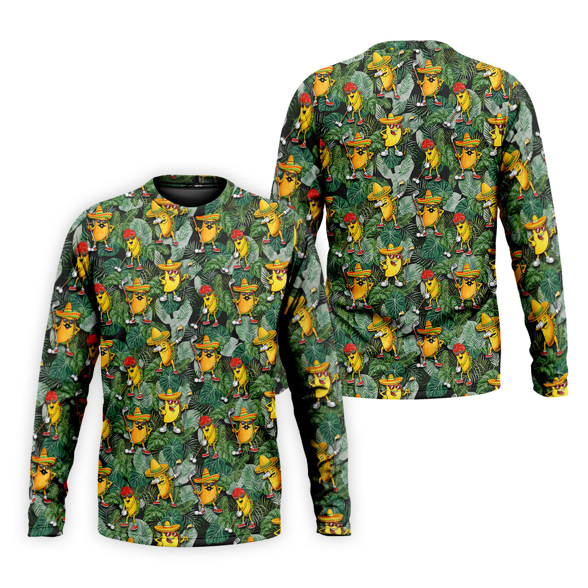 Funny Taco Golf Pose Tropical Men's Polo Shirt, Cinco De Mayo Fiesta Golf Shirt, Golf Shirts For Men