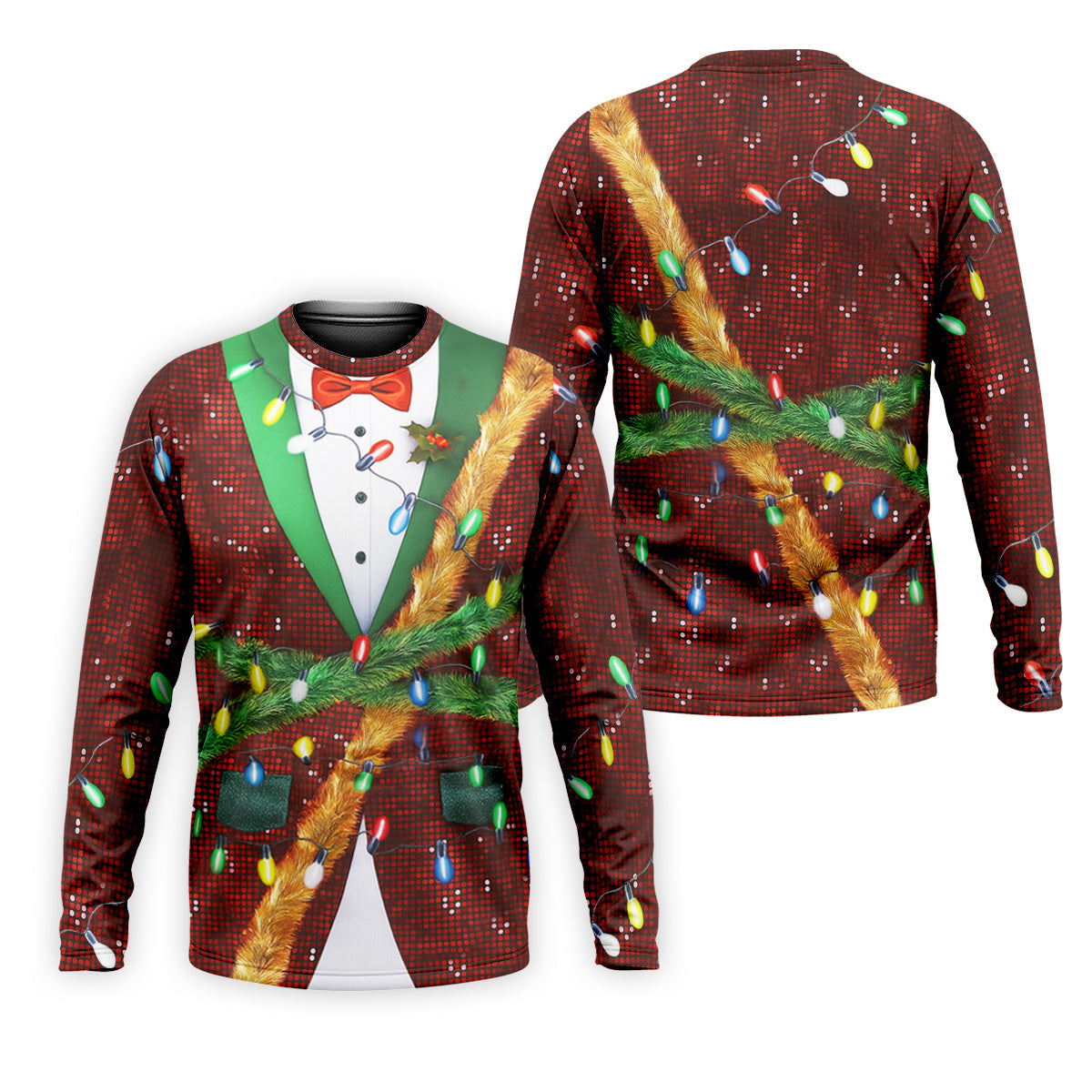 Christmas Lights Disco Ball Pattern Men's Golf Polo Shirts, Christmas Golf Shirt, Golf Gift For Men