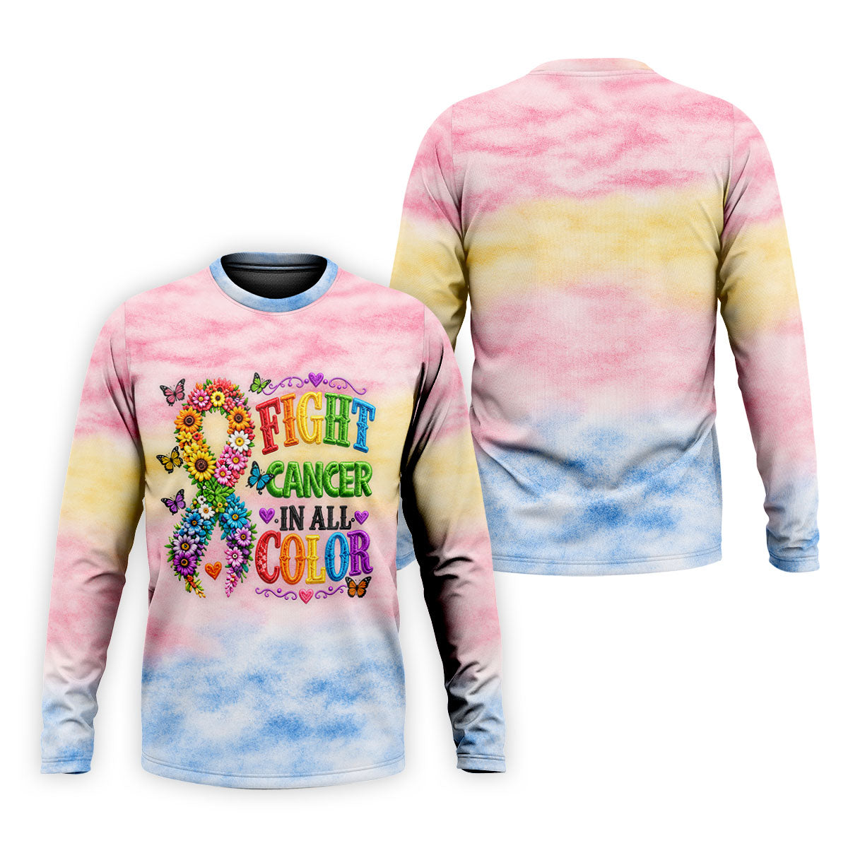 Fight Cancer In All Color Floral Ribbon Polo Shirt, Mens Golf Polo, Printed Golf Shirts