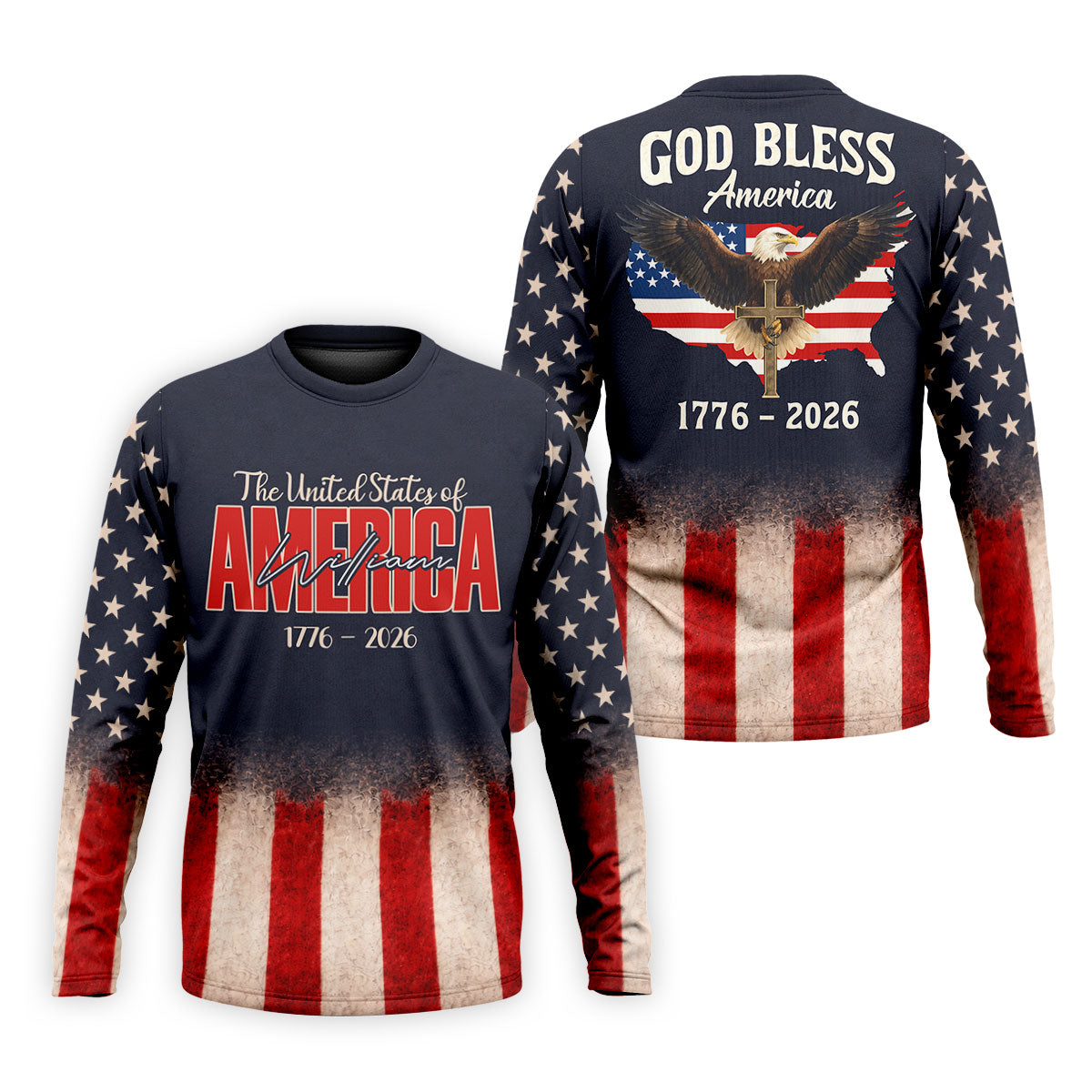 God Bless America Faith Cross Bald Eagle Patriotic Golf Shirt, 250 Years Golf Shirts For Men