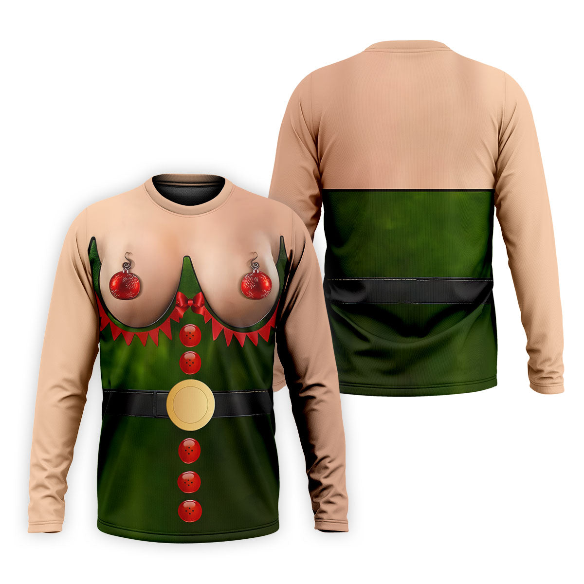 Funny Naughty Elf Costume Men's Golf Shirt, Ugly Christmas Shirt, Christmas Golf Shirt