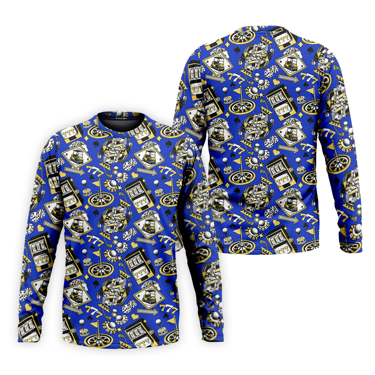 Casino Golf Pattern Blue Hawaiian Golf Polo Shirt, Golf Shirts For Men, Mens Golf Apparel