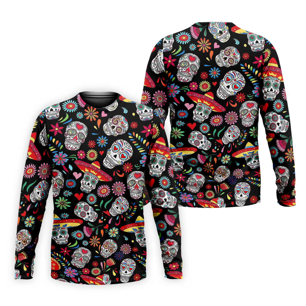Day Of The Dead FLoral Sugar Skull Cinco De Mayo Celebration Fiesta Themed Golf Shirts For Men