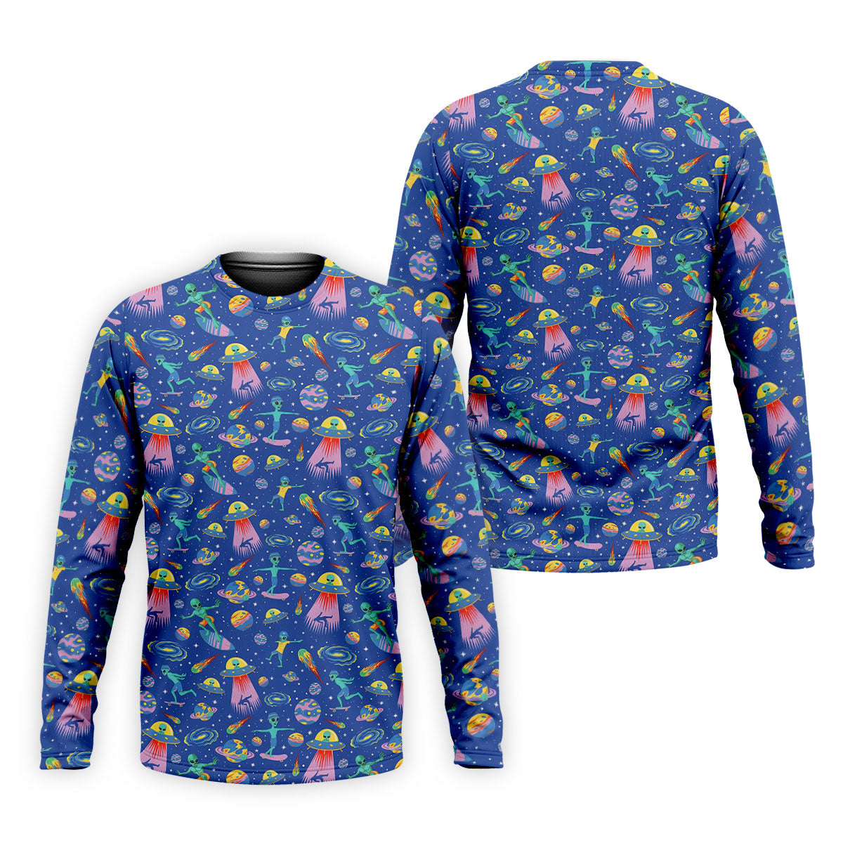Surfing Alien Space Galaxy Hawaiian Golf Shirt, Hawaiian Golf Shirt, Golf Shirts For Men