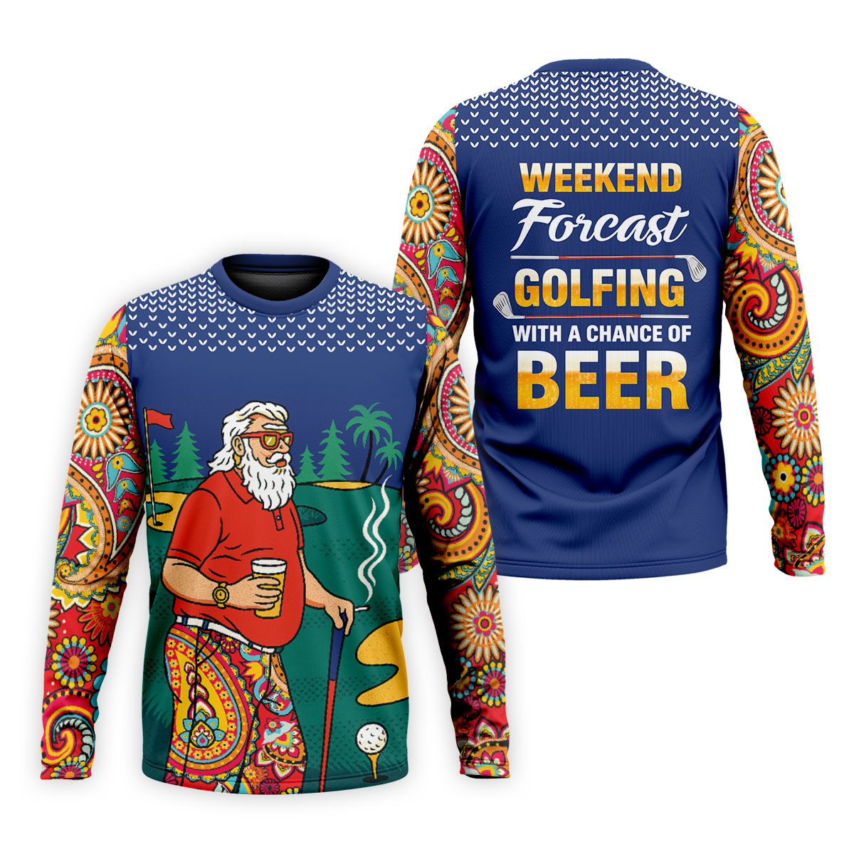 Funny Bearded Golfer Beer Lover Hawaiian Golf Shirt, Hawaiian Golf Shirt, Printed Golf Shirts