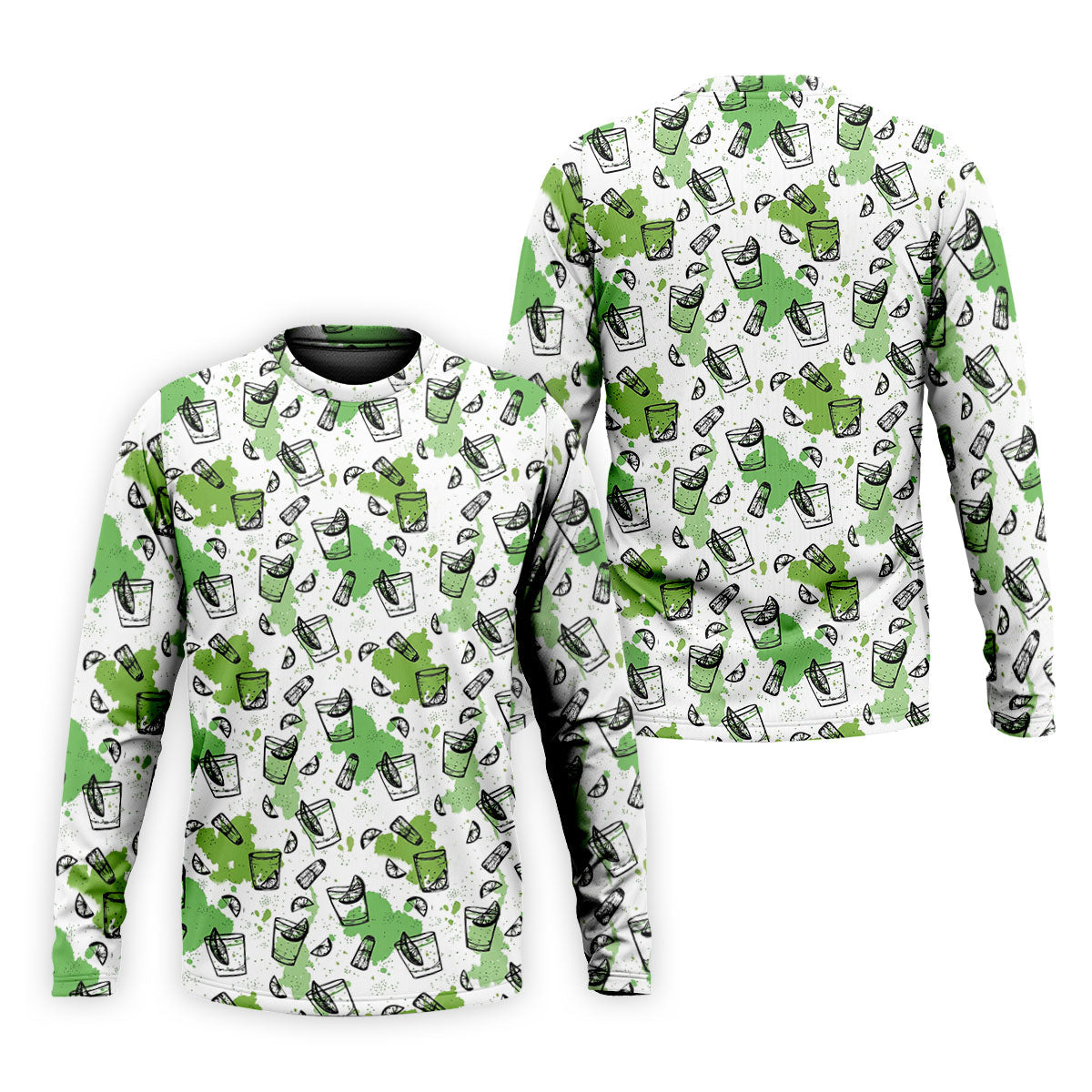 Green Cocktail Splash Pattern Golf Shirt, Mens Golf Shirts, Hawaiian Golf Shirt, Golf Polo Shirts For Men