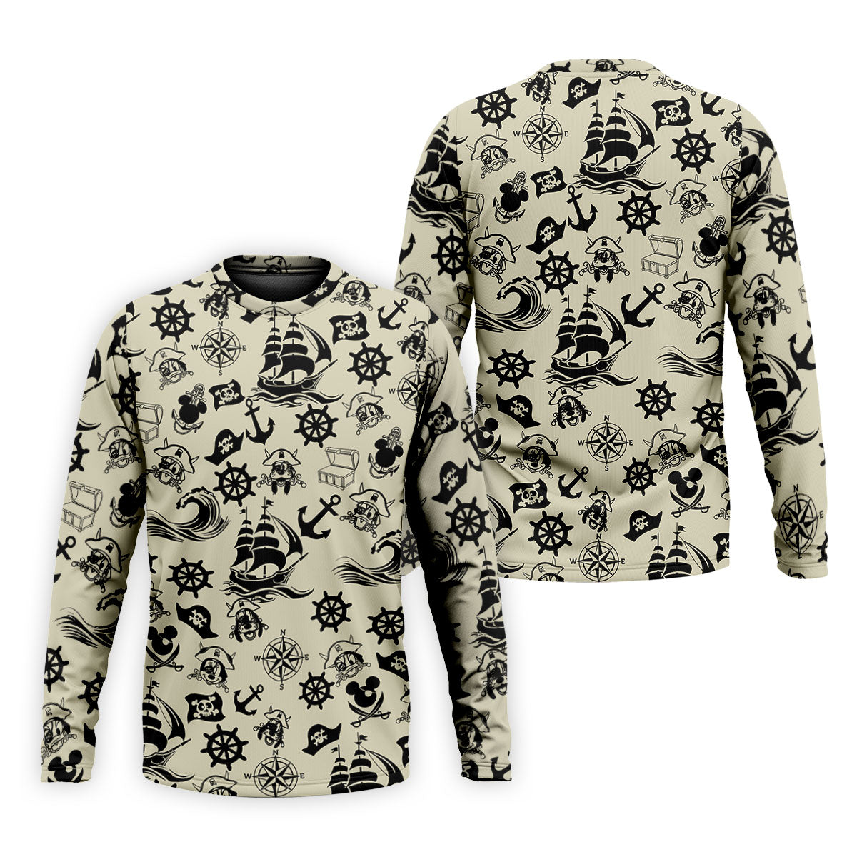 Vintage Pirate Nautical Pattern Golf Polo Shirt, Hawaiian Golf Shirt, Golf Polo Shirts For Men