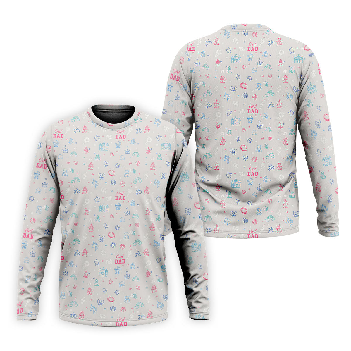 Dad Daughter Doodle Pattern Cute Golf Shirt, Father's Day Golf Shirt, Golf Gift For Dad