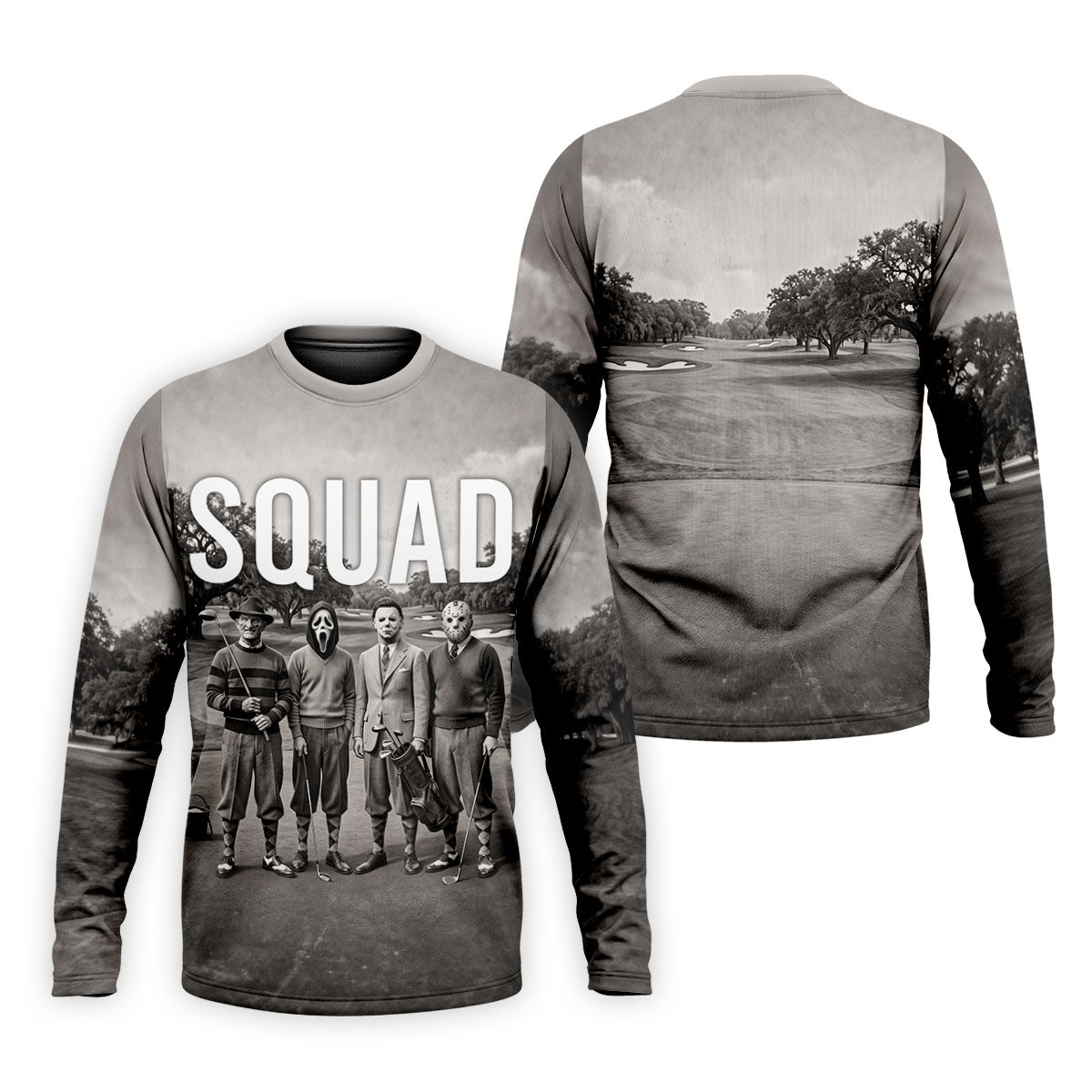 Horror Golfer Squad Halloween Golf Polo Shirt, Golf Shirts For Men, Printed Golf Shirts