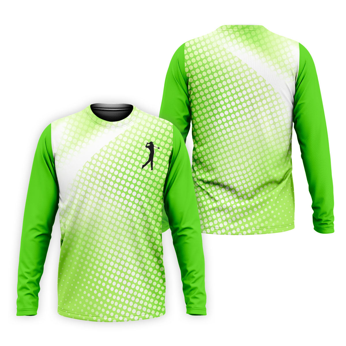 Green White Gradient Polka Dot Golf Shirt, Polo Shirts For Men, Golf Shirts For Men