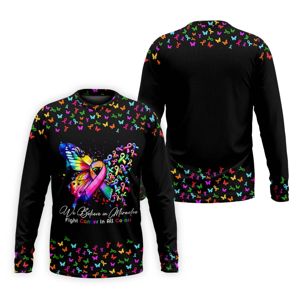 We Believe In Miracles Butterfly Breast Cancer Shirt, Mens Golf Polo, Printed Golf Shirts