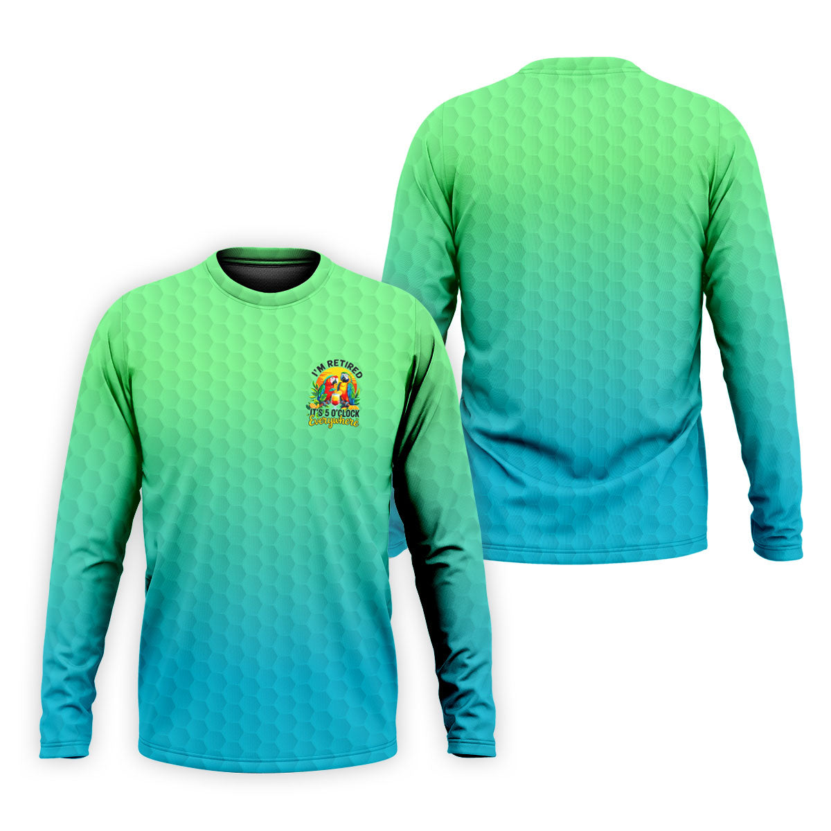 Tropical Retired Parrot Cocktail Golf Polo Shirt, Golf Shirts For Men, Printed Golf Shirts
