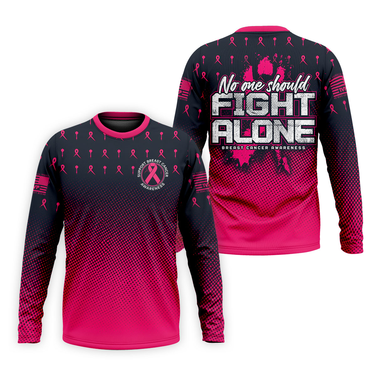 No One Should Fight Alone Breast Cancer Awareness Polo Shirt, Golf Shirts For Men