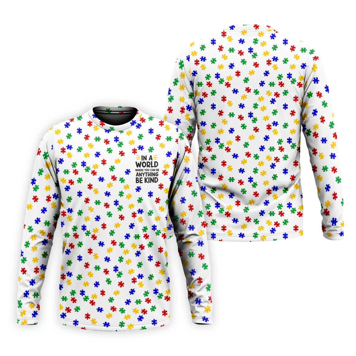 In A World Where You Can Be Anything Be Kind Golf Tops For Men, Autism Awareness Color Golf Shirts For Men