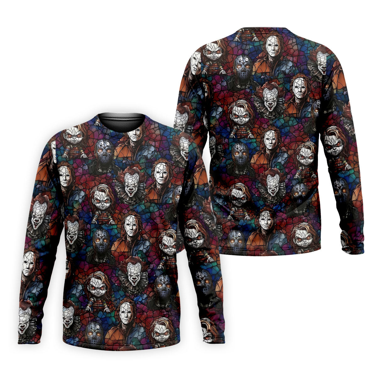 Stained Glass Horror Character Halloween Golf Shirt, Mens Polo Shirts, Golf Apparel For Men