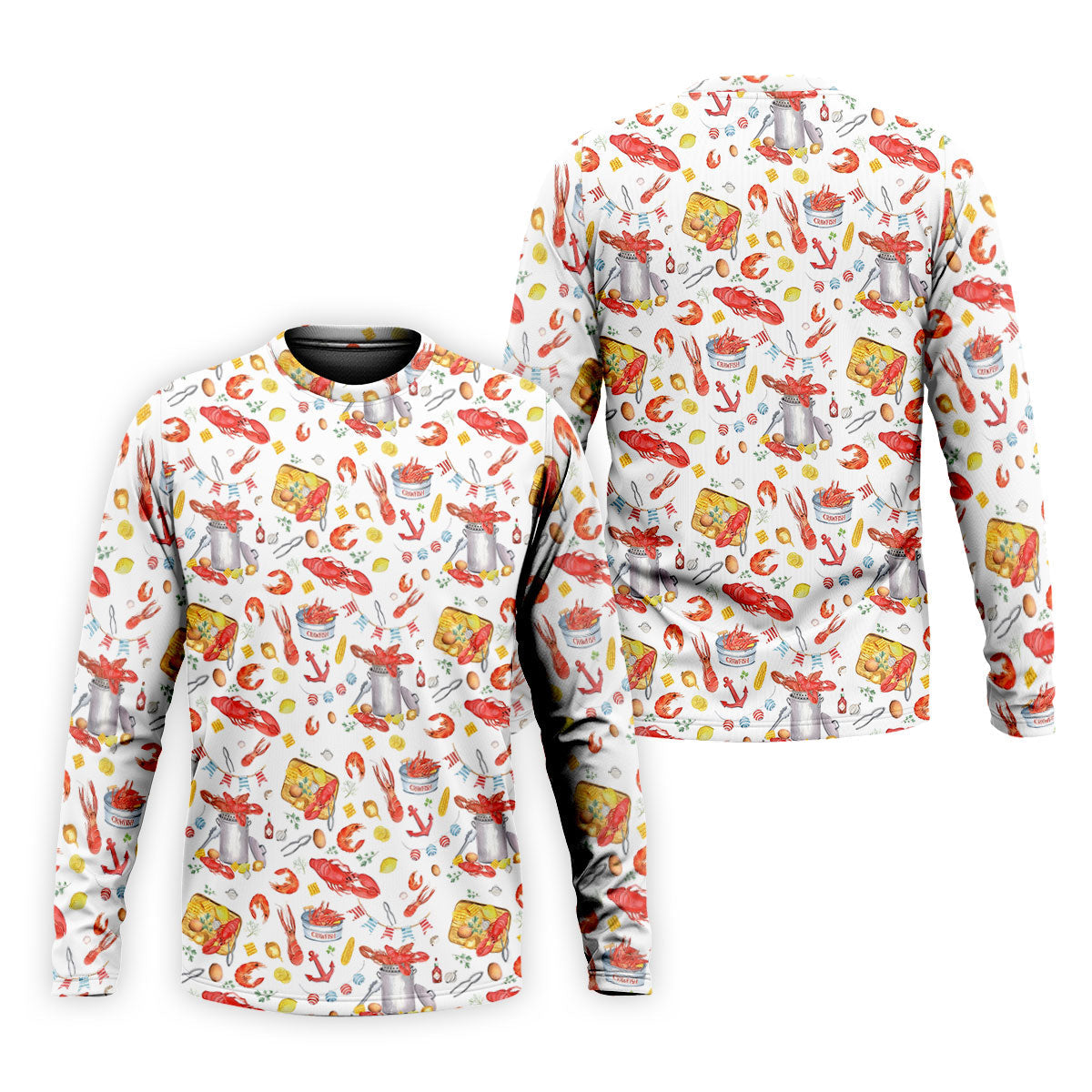 Crawfish Boil Seafood Pattern Polo Shirt, Hawaiian Golf Shirt, Golf Polo Shirts For Men